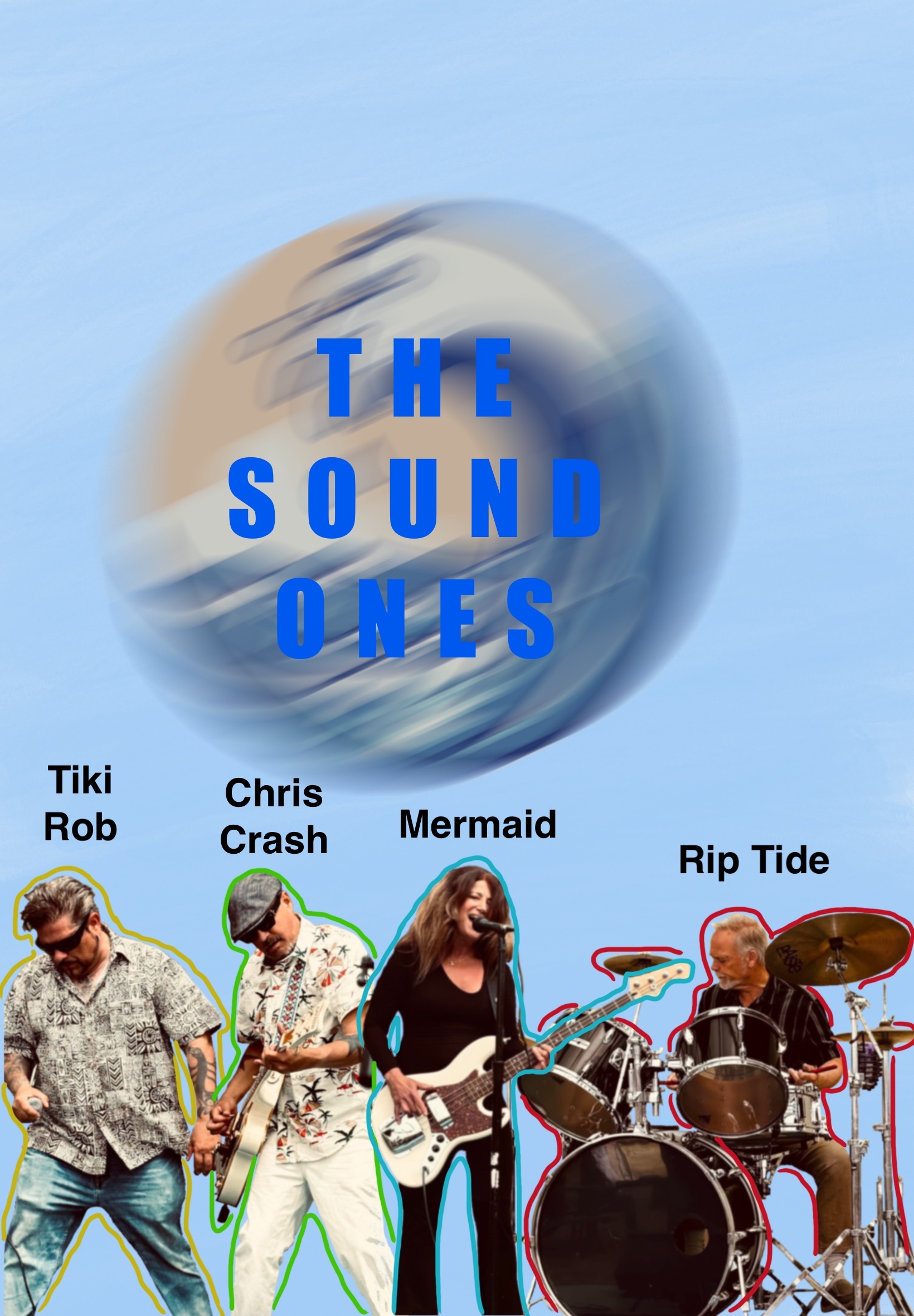 The Sound Ones logo, it looks like a wave with the band name next to it